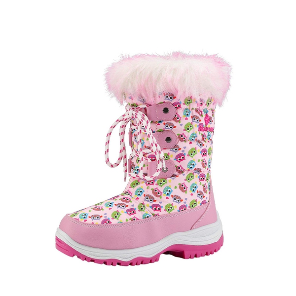 Kids Winter Snow Boots - PINK OWL -  0